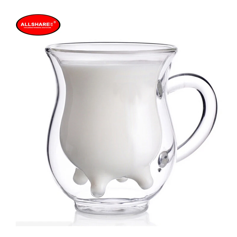 8,54/250 унц. личность креативный молочный двойной стеклянный стакан с ручкой прозрачный сок чашка эспрессо чашка девочка ребенок милый молочный кувшин