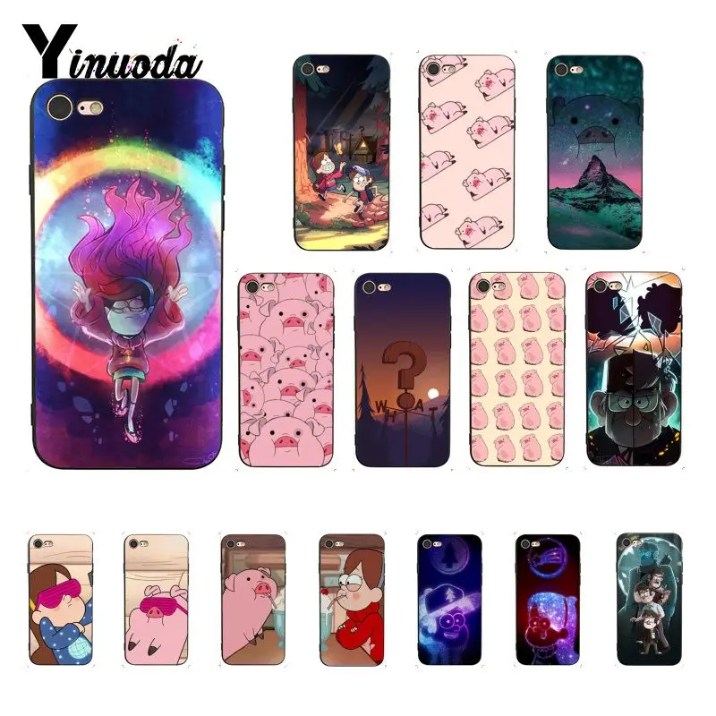 Yinuoda гравитационный водопад Waddles TPU черный чехол для телефона iPhone X XS MAX 6 6s 7 7plus 8 8Plus