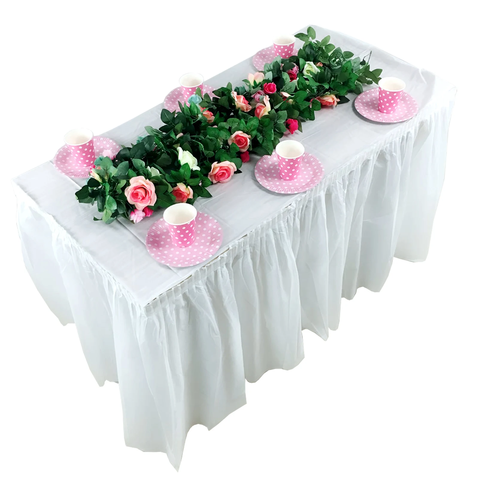 Plastic Table SKirt Cover Tulle Tableware Skirt for Birthday Baby Shower Wedding Home Banquet Party DIY Decoration Home Textile