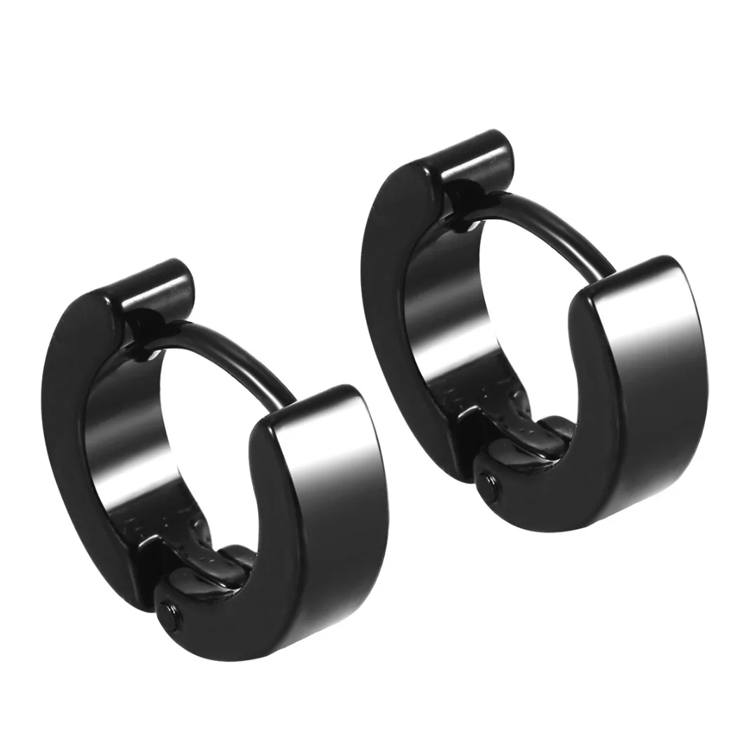 2pcs Blue/Black/Silver/Gold Hoop Earrings For Women Punk Style Men Huggie Hoop Earring Stainless Steel Earrings Hoop Jewelry