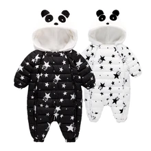 Зимние комбинезоны для малышей комбинезон для новорожденных девочек и мальчиков с изображением панды на утином пуху, зимний комбинезон для детей возрастом от 3 до 24 лет, зимняя одежда для младенцев, один предмет