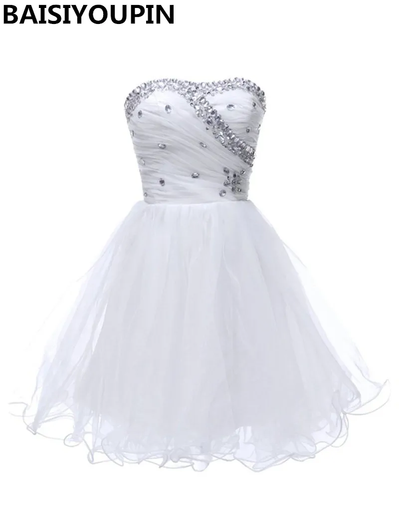 Короткие белые Платья для выпускного 2016 Бесплатная доставка Бальные платья Дешевые Симпатичные платья для Обувь для девочек