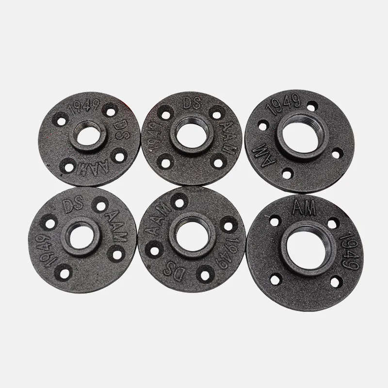 

2Pcs Malleable Cast Iron Pipe Flange Threaded Antique Fixed Base Wall Mounted Pipe Fitting Retro style Flange DN15/20/25/32/40