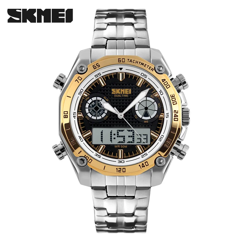 

Skmei Fashion luxury Men Watch Waterproof LED BusinessWatch Shock Resistant Men's Analog Quartz Digital Watch relogio masculino