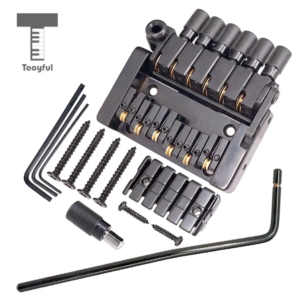 Tooyful Set of 6 String Roller saddle Tremolo Bridge Tailpiece for Headless Electric Guitar Parts