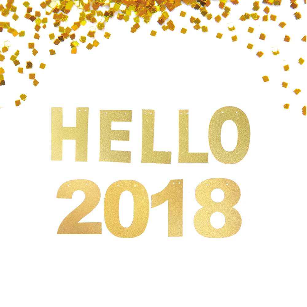 2018 новогодний баннер Новогоднее украшение праздничный Hello золотые
