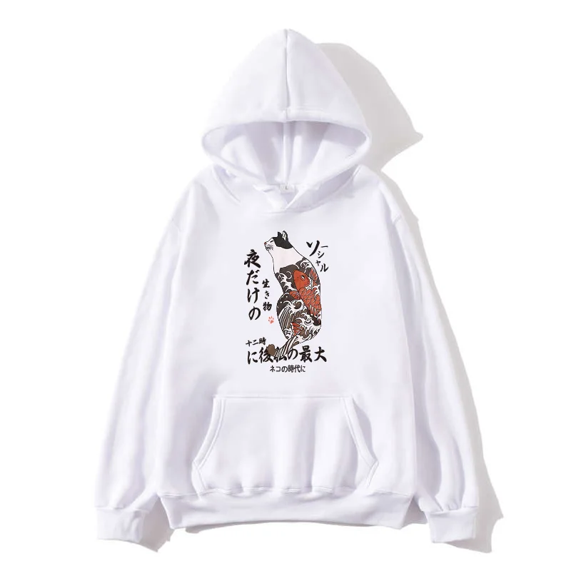

2019 Ms. Hip Hop Hoodie Japan ukiyo-e E Cat Harajuku Street Hoodie Casual Summer Top Looks Like Japanese Style