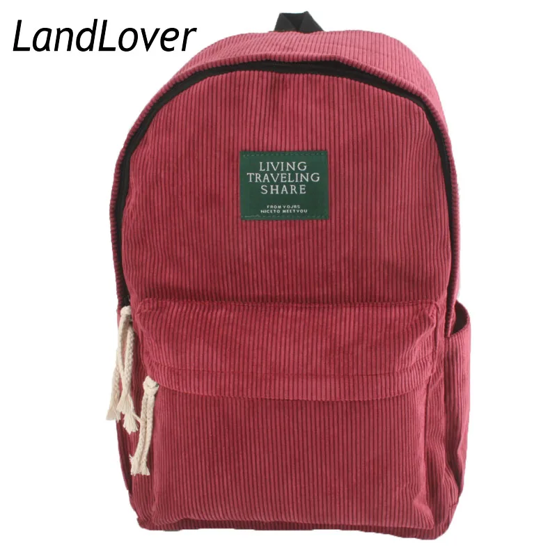 

Ladies' red mid-waled corduroy backpack LandLover bags