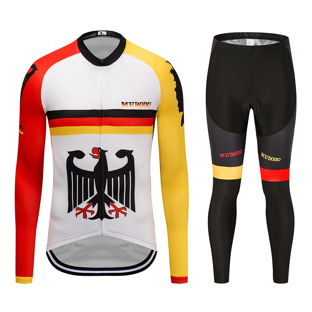 

2019 New long sleeved cycling clothes jersey suit Pants and long sleeved shirts Suitable for outdoor sports in autumn