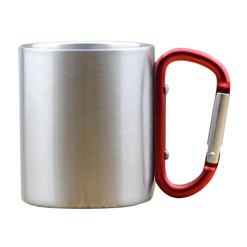 Amagogo 150ml Camping Mug Carabiner Lock Metal Outdoor Backpacking Travel Cups Beer Coffee For Climbing