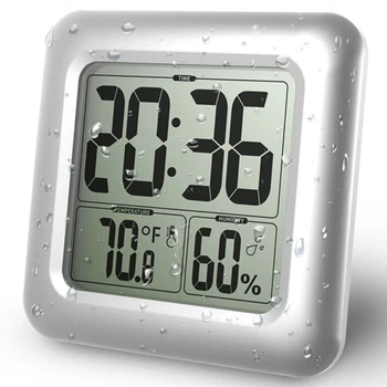 

LCD Watch with temperature and humidity meter bathroom / kitchen waterproof with suction cup