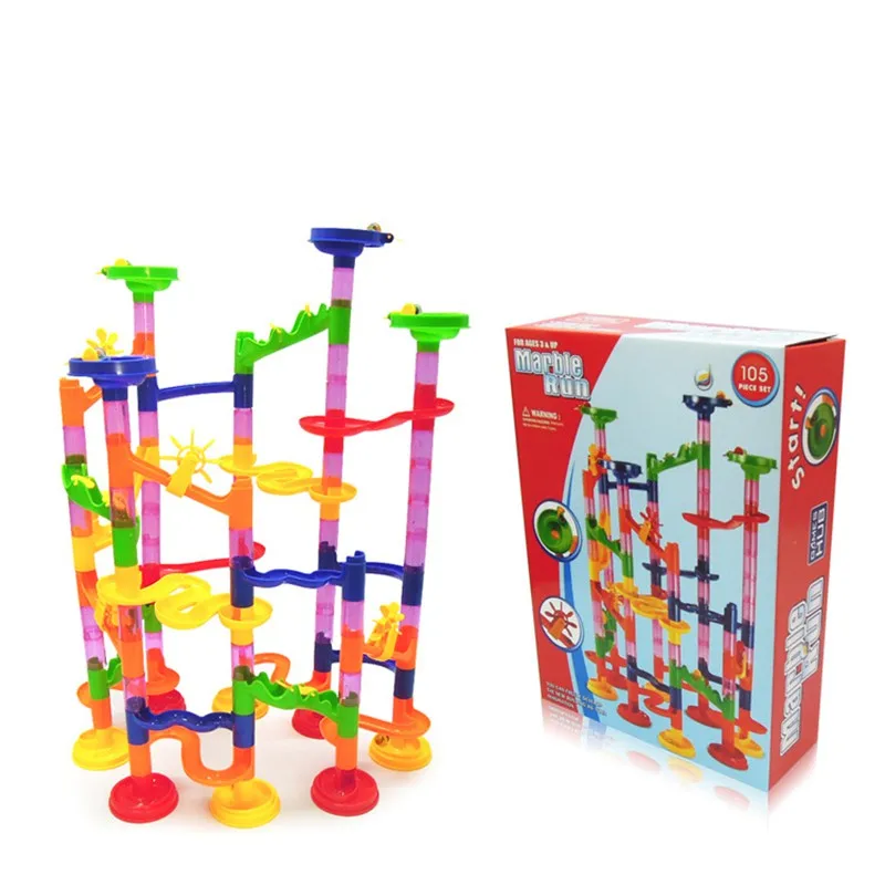 

2017 New Hot Sale 105PCS DIY High Quality Educational Balls Track Building Blocks Run Maze Construction Marble Race bricks parts