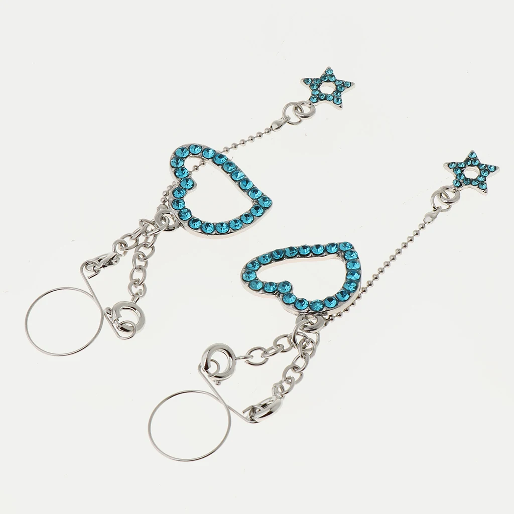 1 Pair Clip On Fake Non Pierce Nipple Rings Crystal Dangle Non Pierced Body Jewelry