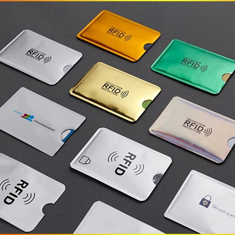 5 قطعة جديد متعدد الألوان الليزر الألومنيوم مكافحة محفظة بشريحة RFID حجب قارئ قفل البنك حامل بطاقة ID البنك بطاقة حالة الرجال حماية H119