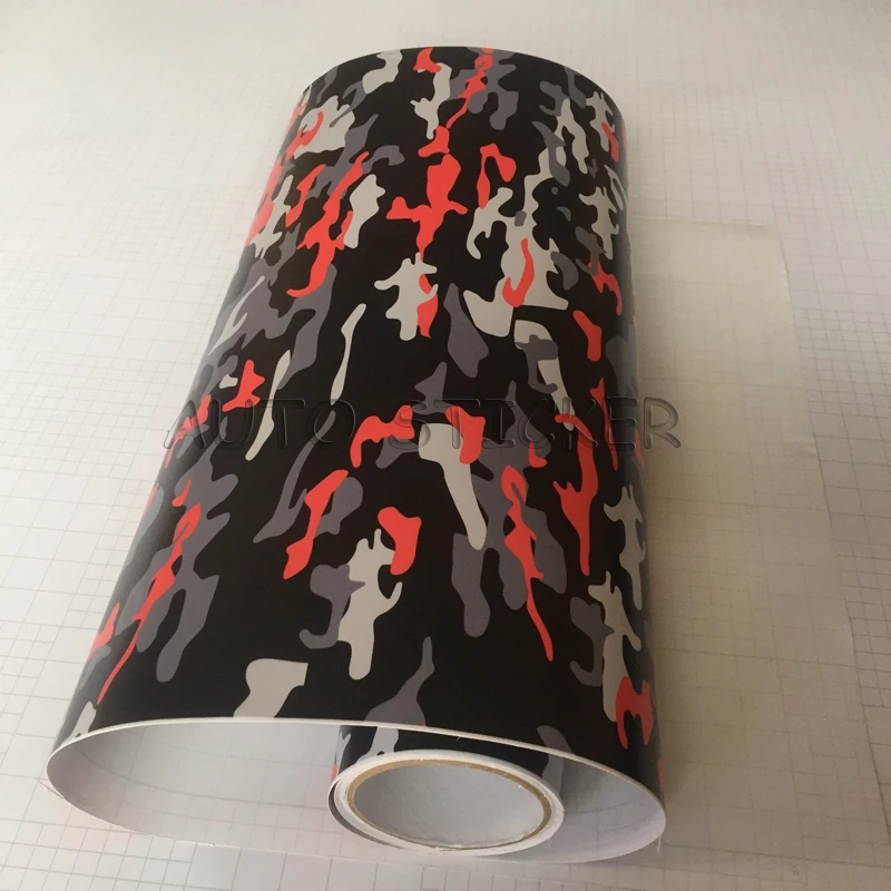 RED BLACK GRAY CAMO VINYL FILM 3