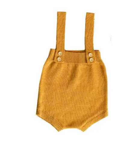 Детские вязаные детские комбинезоны милые комбинезоны одежда для новорожденных девочек и мальчиков комбинезон без рукавов для маленьких девочек и мальчиков, комбинезон, 0 до 24 месяцев - Цвет: Цвет: желтый