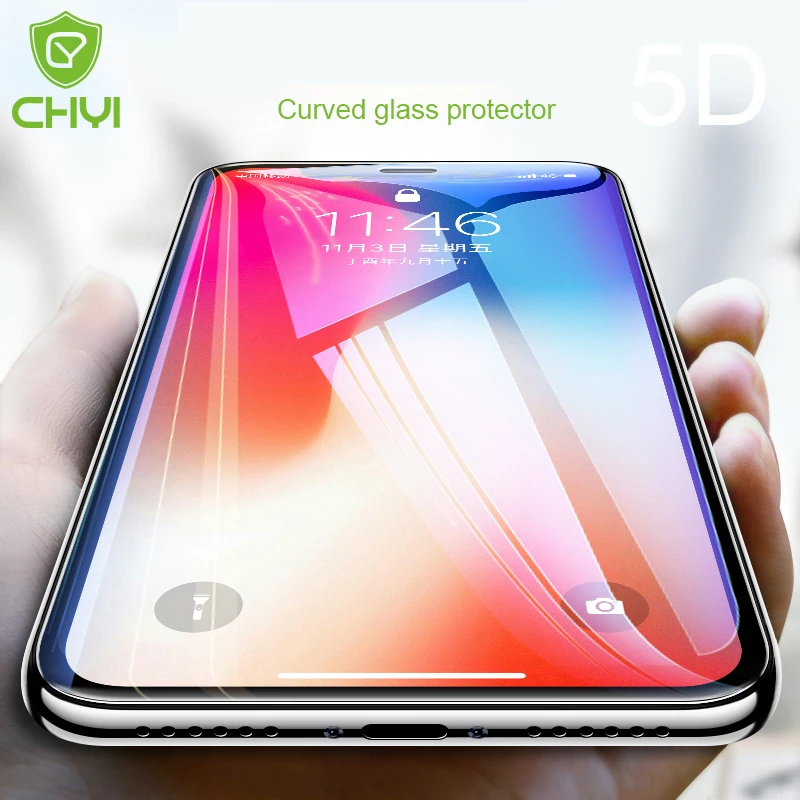 Защитное стекло CHYI закаленное 9H с полным клеем изогнутое для iPhone X|screen protector tempered