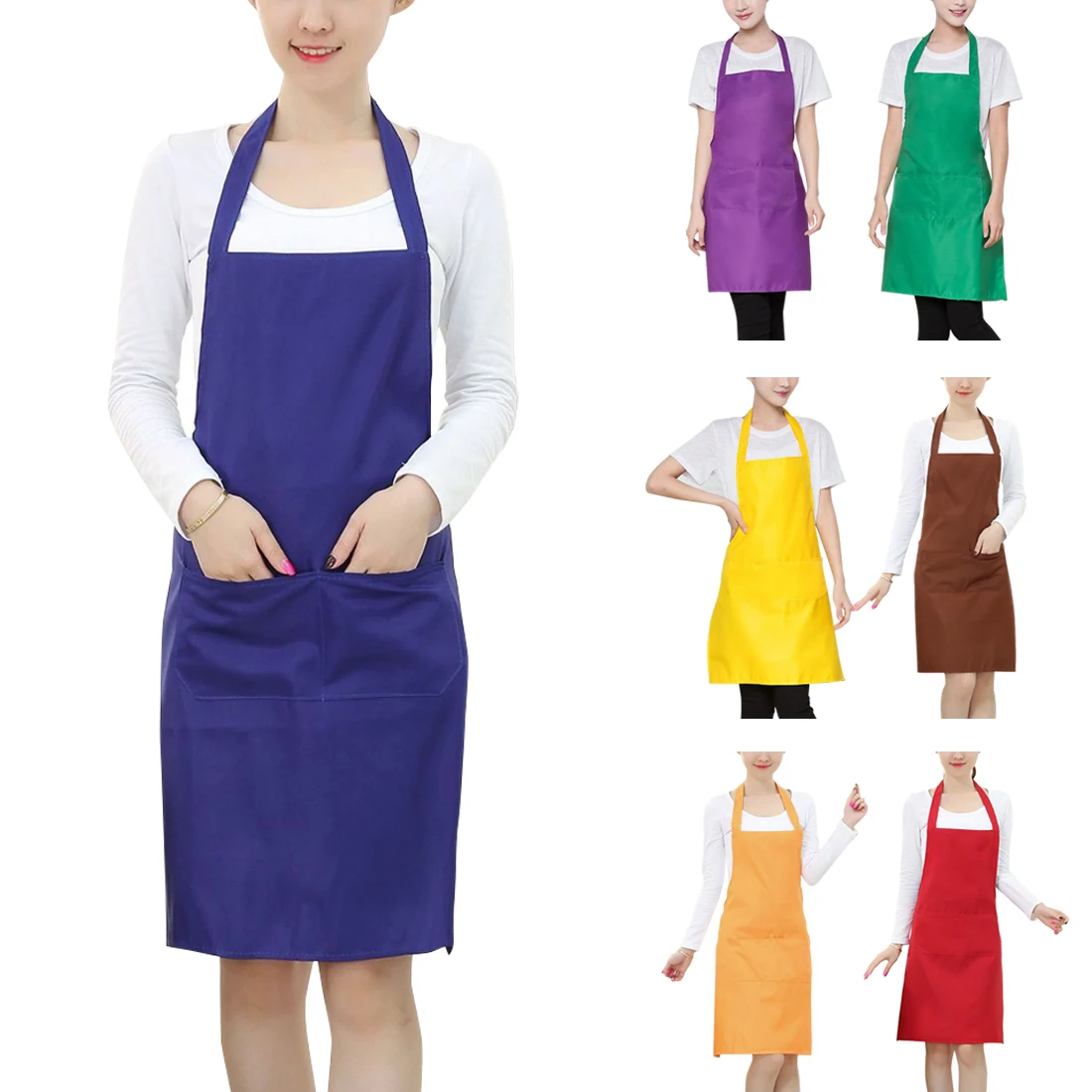 

High Quality Waterproof Woman Men Kitchen Apron Cooking Chef Waiter Cafe Shop BBQ Hairdresser Aprons Colorful
