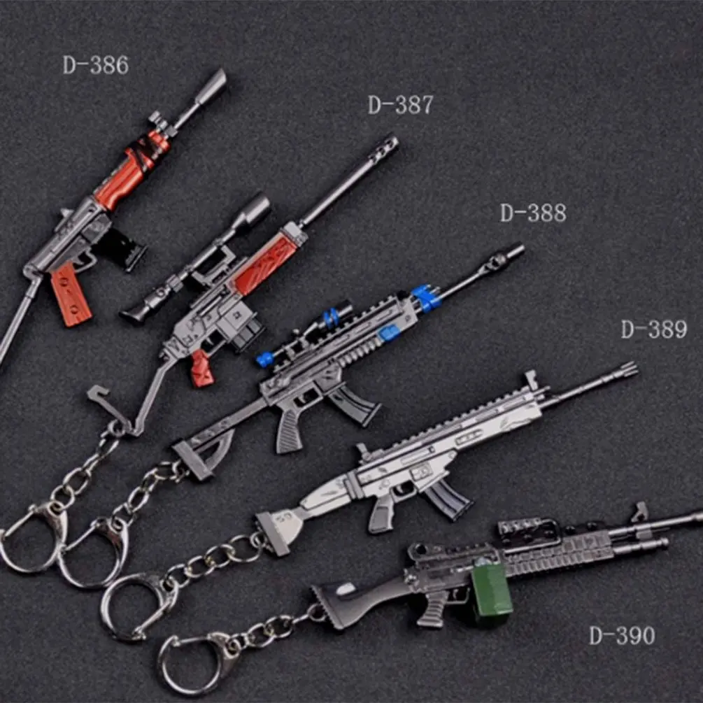 

Creative Rifle pickaxe weapon model Alloy Keychain Car Key Gifts for Men Women Animation Design Essential Accessories