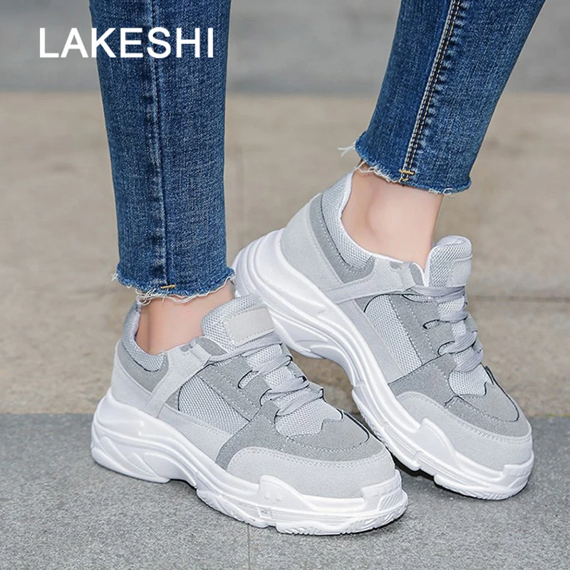 

Fashion New Casual Shoes For Woman Sneakers Lace Up Chunky Sneakers Breathable Ladies Platform Shoes Women Shoes White Sneakers