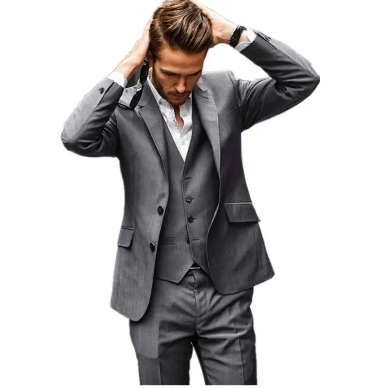 Best-Sellers-Notched-Lapel-Two-Button-Gray-High-quality-Groom-Tuxedos-Suit-Wedding-Men-s-suits