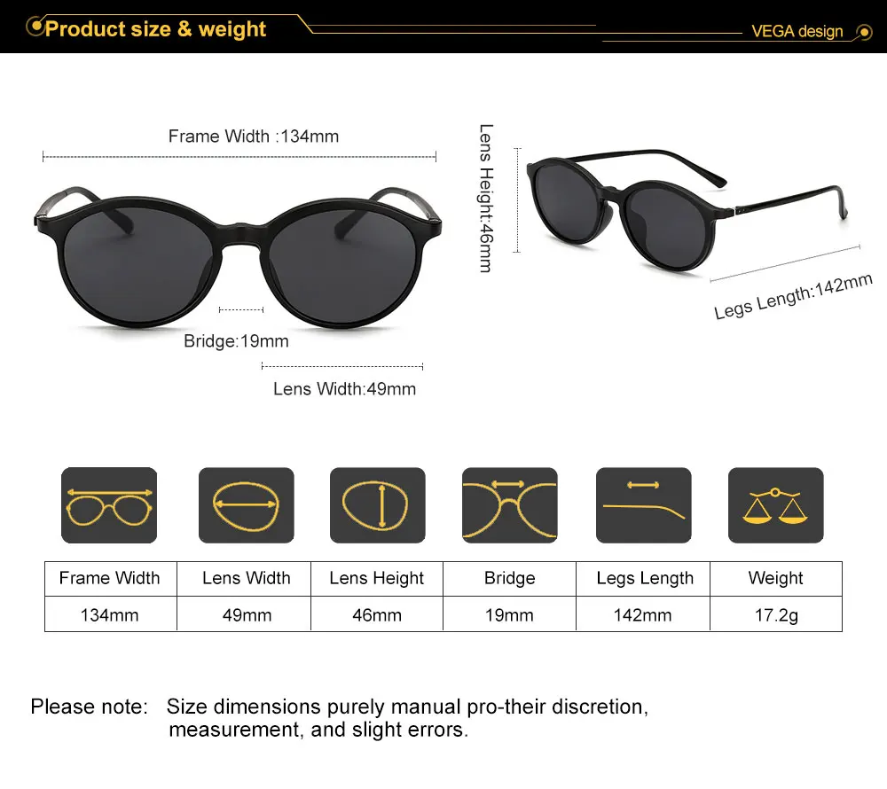 VEGA, поляризованные солнцезащитные очки с магнитным зажимом, подходят для солнцезащитных очков, очки по рецепту, 2 в 1, магнитные очки для мужчин и женщин, VG213