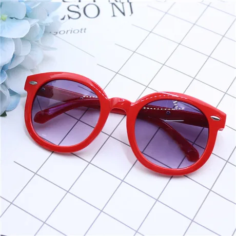 Модные брендовые солнечные очки для детей, детские черные рисовые солнцезащитные очки для ногтей, анти-УФ, детские солнцезащитные очки, затененные очки для девочек и мальчиков - Цвет линз: Красный