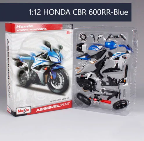 Maisto 1:12 Honda CBR 600RR Сборка DIY мотоцикл велосипед модель для детей Игрушки Подарки - Цвет: Синий