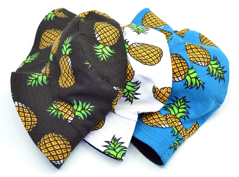 Новая мода без рукавов с узором из ананасов ведро Шапки Для женщин Для мужчин, очаровательные Разноцветные Летние Повседневное Рыбацкая шляпа летняя рыболовное ведро шляпы Панамы шапки