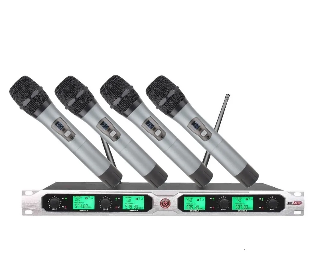 Brand New Professional 4 Channel UHF Wireless Microphone Mic Systemin