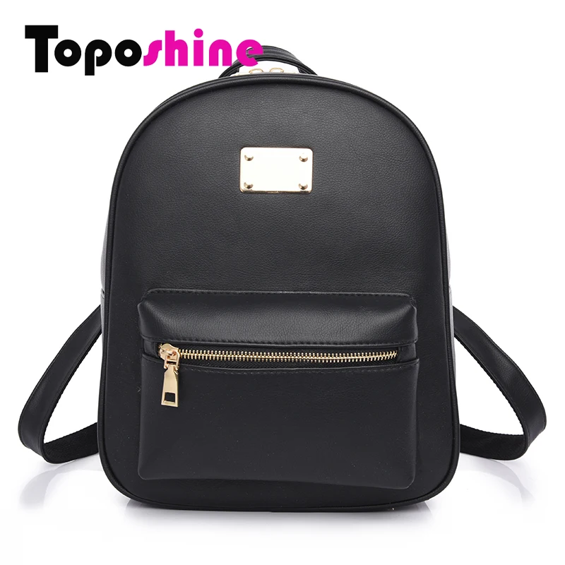Toposhine Fashion Women Backpack For Girls 2016 Backpacks Black Backpacks Female Fashion Girls Bags Ladies Black