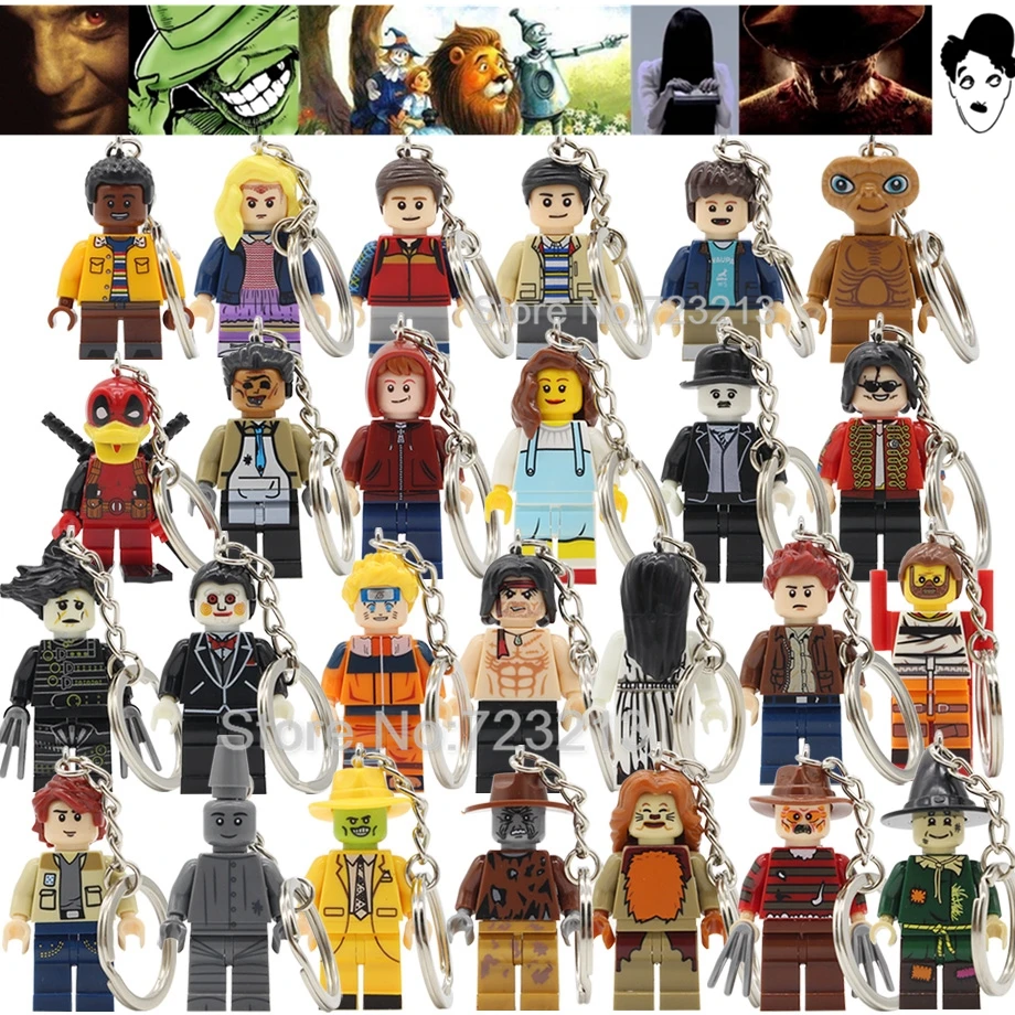 

Movie Keychain The Ring Mask Figure Stranger Things The Wizard of OZ Billy Freedy Comedy Dean Sam Building Blocks bricks Toys