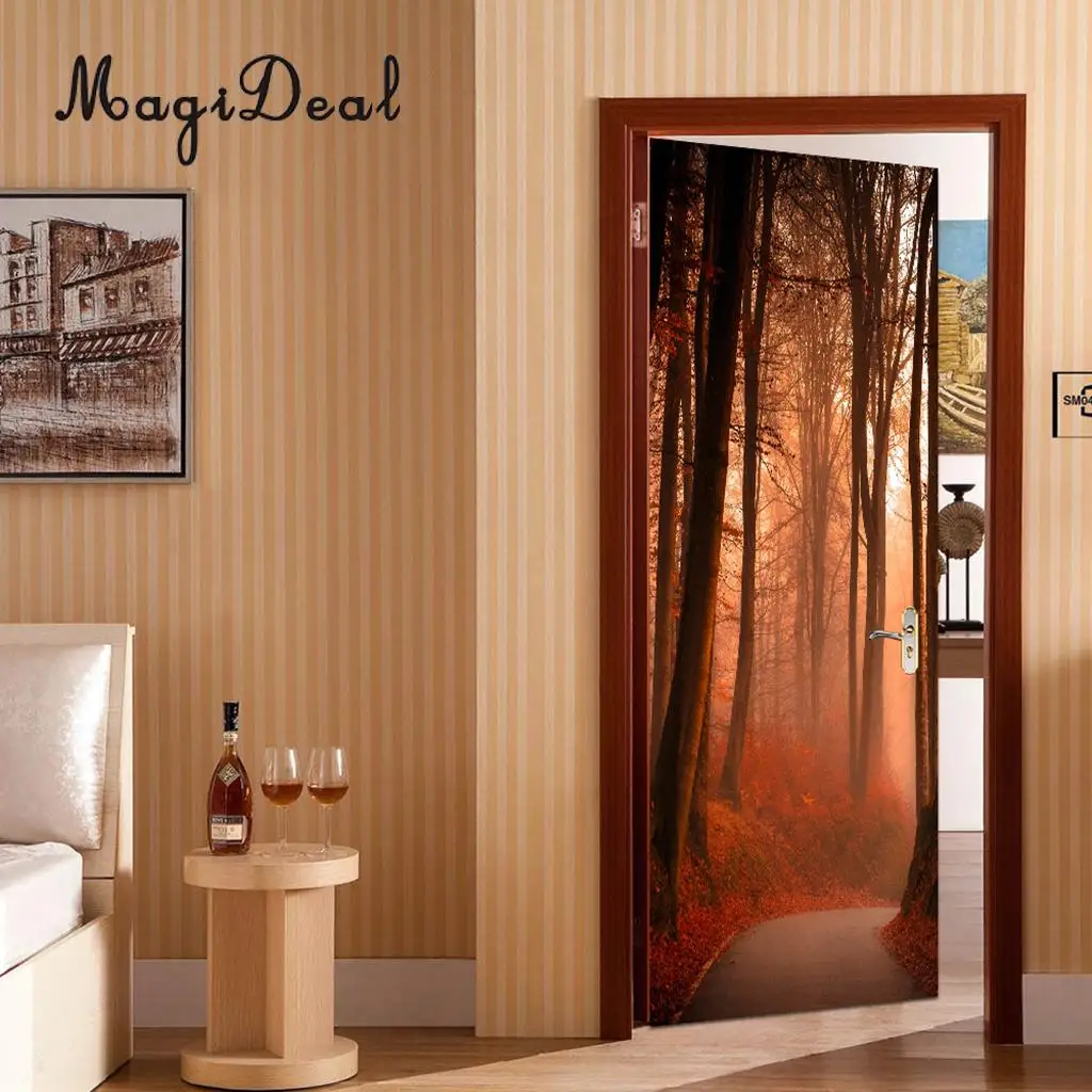 3D Door Wall Paper Murals Wall Stickers Scene for Home Art Decoration Self Adhesive Vinyl Waterproof Art Door Decals 77x200cm