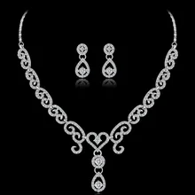 Women Choker Necklaces Wedding Silver Jewelry Set Crystal Earring Necklace Pendant Rhinestone Waterdrop Bridal Jewelry Sets Women Choker Necklaces Wedding Silver Jewelry Set Crystal Earring Necklace Pendant Rhinestone Waterdrop Bridal Jewelry Sets