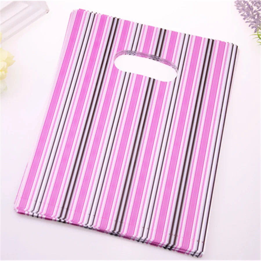 New Design Wholesale 100pcs/lot 20*25cm Luxury Pink Plastic Shopping