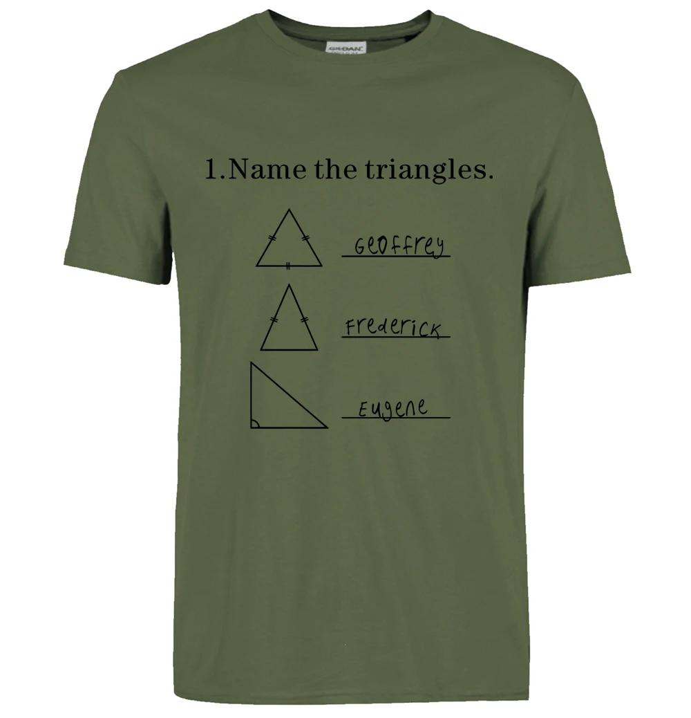 Забавная футболка с надписью «NAME The triangles» и геометрией математики, лето/весна, мужская повседневная футболка с коротким рукавом и круглым вырезом размера плюс - Цвет: dark green1