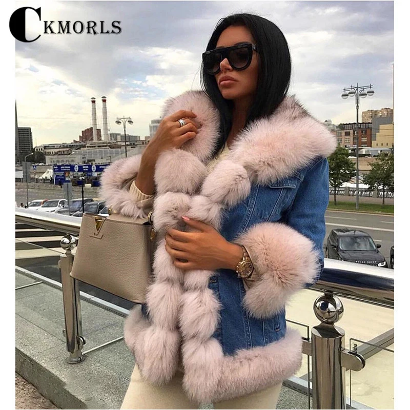 Женская парка с натуральным лисьим мехом CKMORLS Повседневная теплая куртка