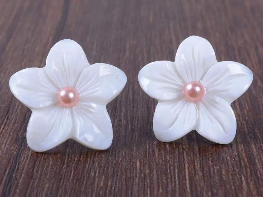 

hot sell new - Hot sale hot sell new ->>j100043 22mm Mother of pearl mop shell flower stud earrings
