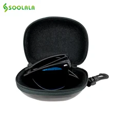 SOOLALA Sunglasses Men Limited Edition Horn Rimmed Polarized Foldable Driving Sunglasses Cheap Eyewear w/ Leather Compact Pocket