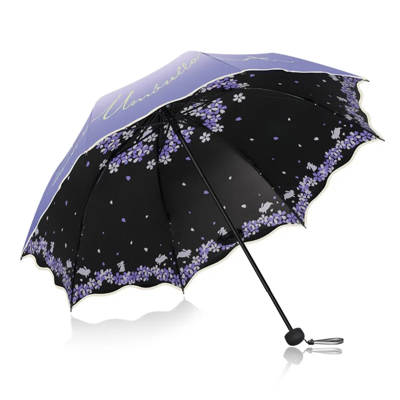 Качественный складной зонтик для женщин, брендовый, для путешествий, анти-УФ, ветрозащитный, дождевик, цветок, модификация, женский, солнцезащитный, для девочек, зонтик, карманные зонтики - Цвет: 33370 Purple