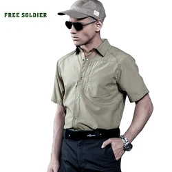 FREE SOLDIER-Camiseta de secado rápido para hombre, camisa corta militar táctica para deportes al aire libre, camping, senderismo, primavera y verano