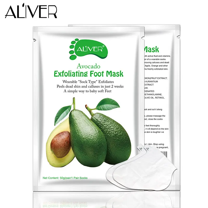 

ALIVER Avoado Exfoliating Foot Mask Remove Dead Skin Smooth For Feet Skin Care NEW 1PCS