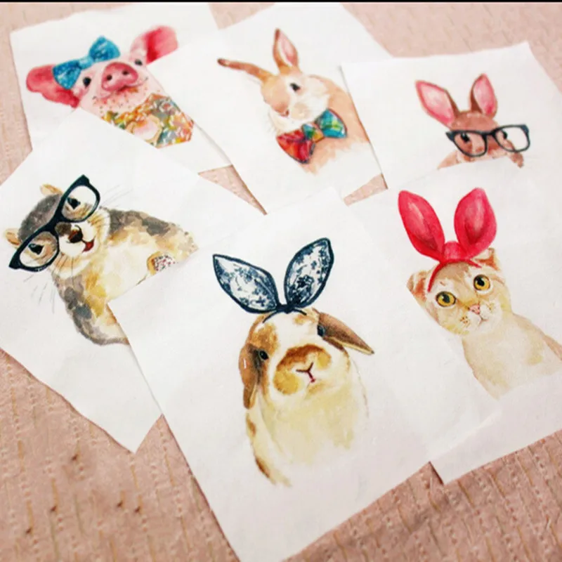

ZENGIA 12*12cm Rabbit Owl Print Hand Dyed Cotton Linen Fabric Sewing Diy Patchwork Hand Embroidery Quilting Bags/Purse/Home Dec