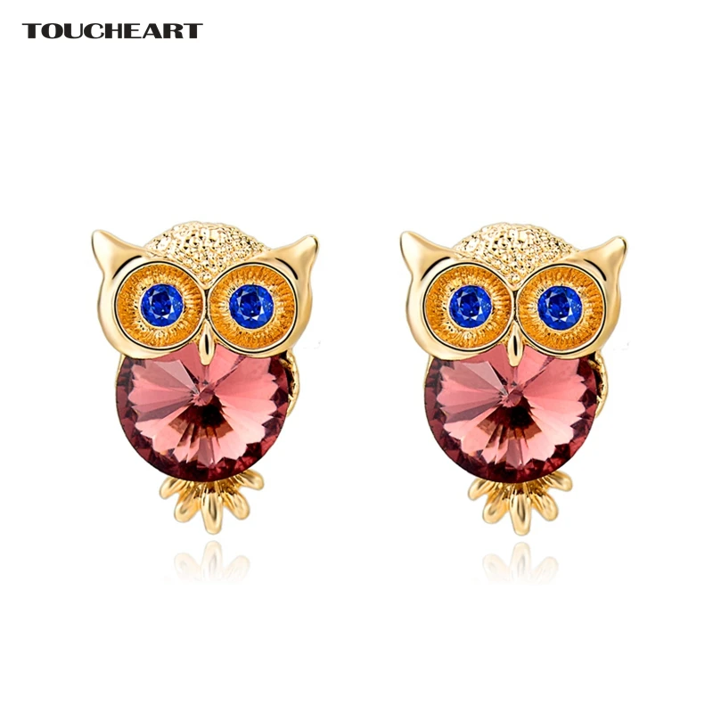 

Famous Brand Jewelry Crystal Owl Stud Earrings For Women Vintage Gold Plated Animal Earrings Brincos Bijoux Ser150084