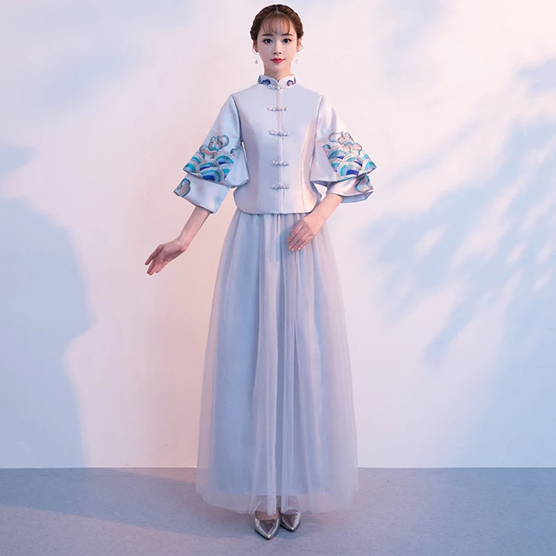 Винтажное свадебное платье подружки невесты Cheongsam современное традиционное в
