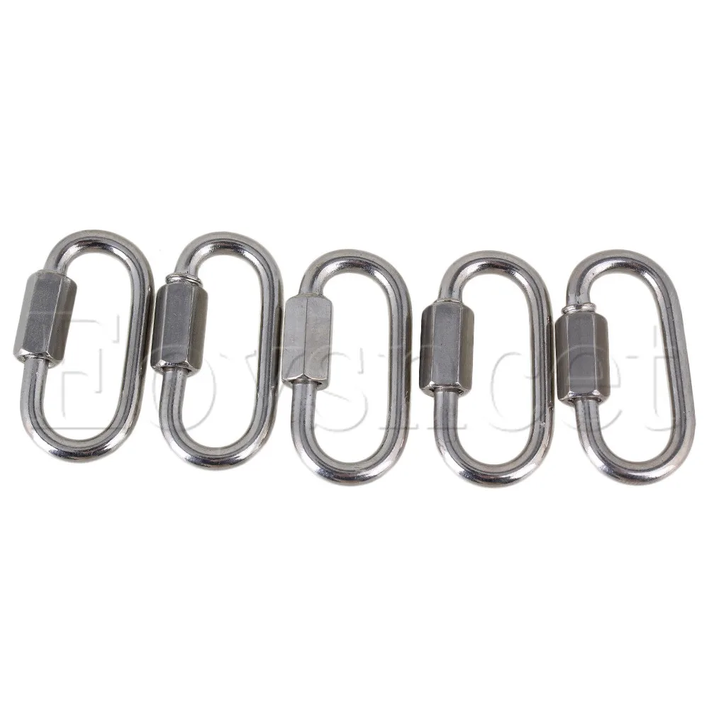 

5pcs Silver 304 Stainless Steel M3.5 Link Chain Carabiner for Quick Fastening