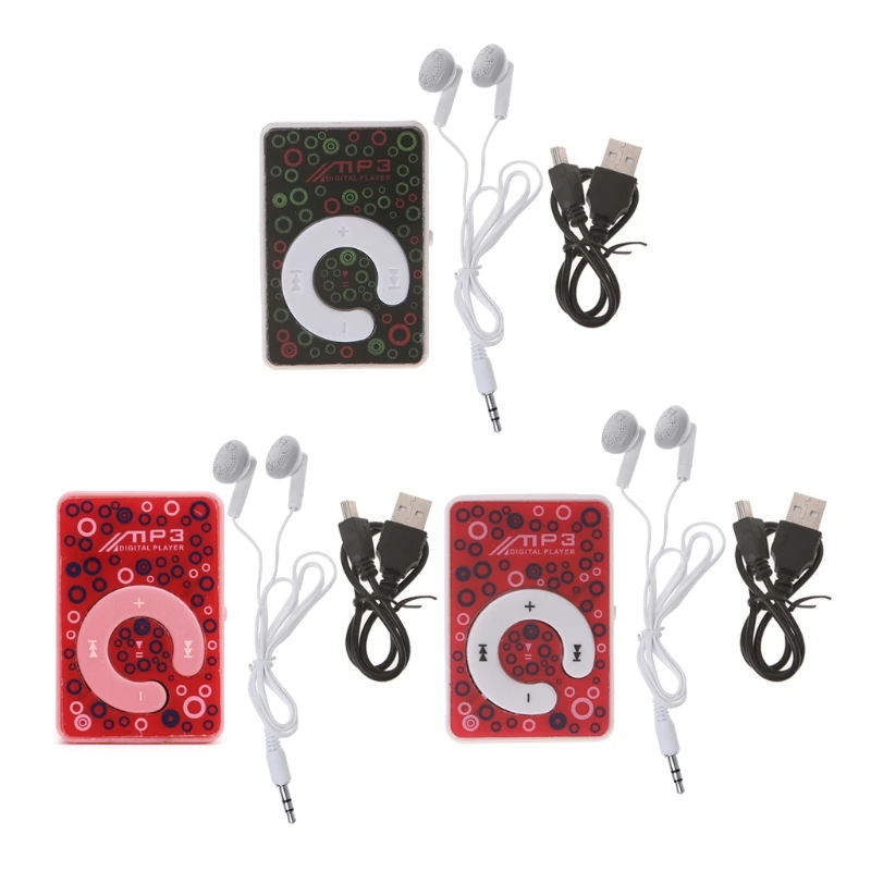 

New Mini Clip Dot Circle Pattern Music MP3 Player Support TF Card + Mini USB Cable Earphone