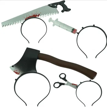 

Halloween Head Band Buckle Axe Needle Saws Scissors Headband Shock Toys April Fool's Day Toys Halloween Party Supplies