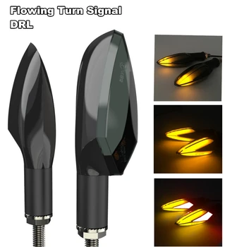 

2X Dual Colors White & Amber Motorcycle DRL Flowing Turn Signal Indicator Light
