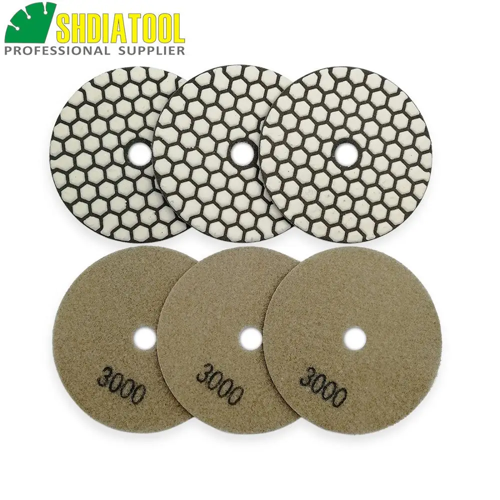 SDIATOOL 7pcs 4inch #3000 B Dry Diamond Sanding Discs Diameter 100MM Resin Bond Diamond Flexible Polishing Pads Very Competitive